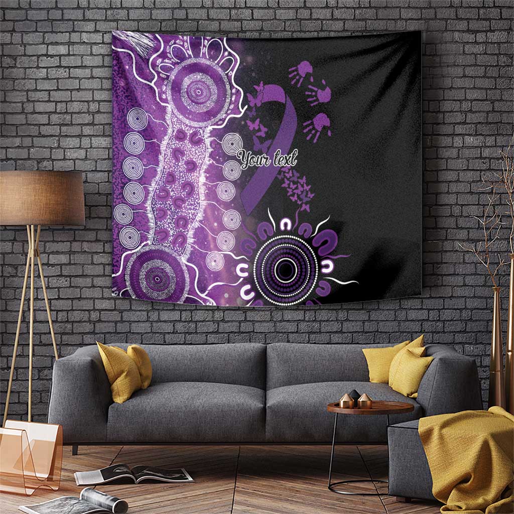 Domestic Violence Awareness Personalised Tapestry Aboriginal Ribbon Dot Painting