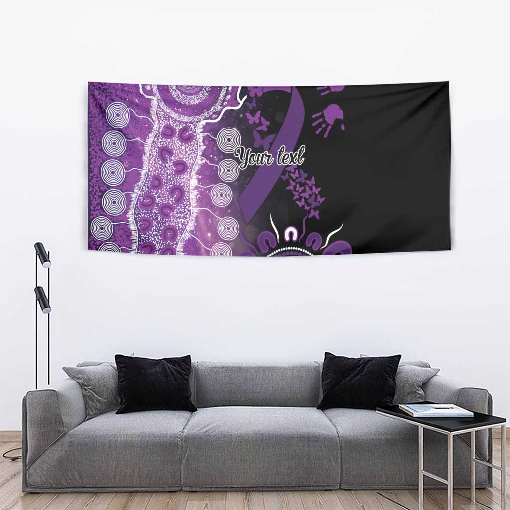 Domestic Violence Awareness Personalised Tapestry Aboriginal Ribbon Dot Painting
