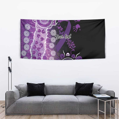 Domestic Violence Awareness Personalised Tapestry Aboriginal Ribbon Dot Painting
