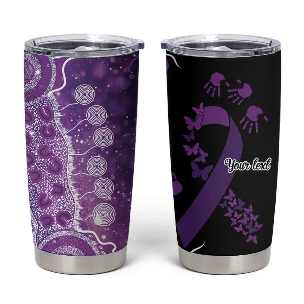 Domestic Violence Awareness Personalised Tumbler Cup Aboriginal Ribbon Dot Painting