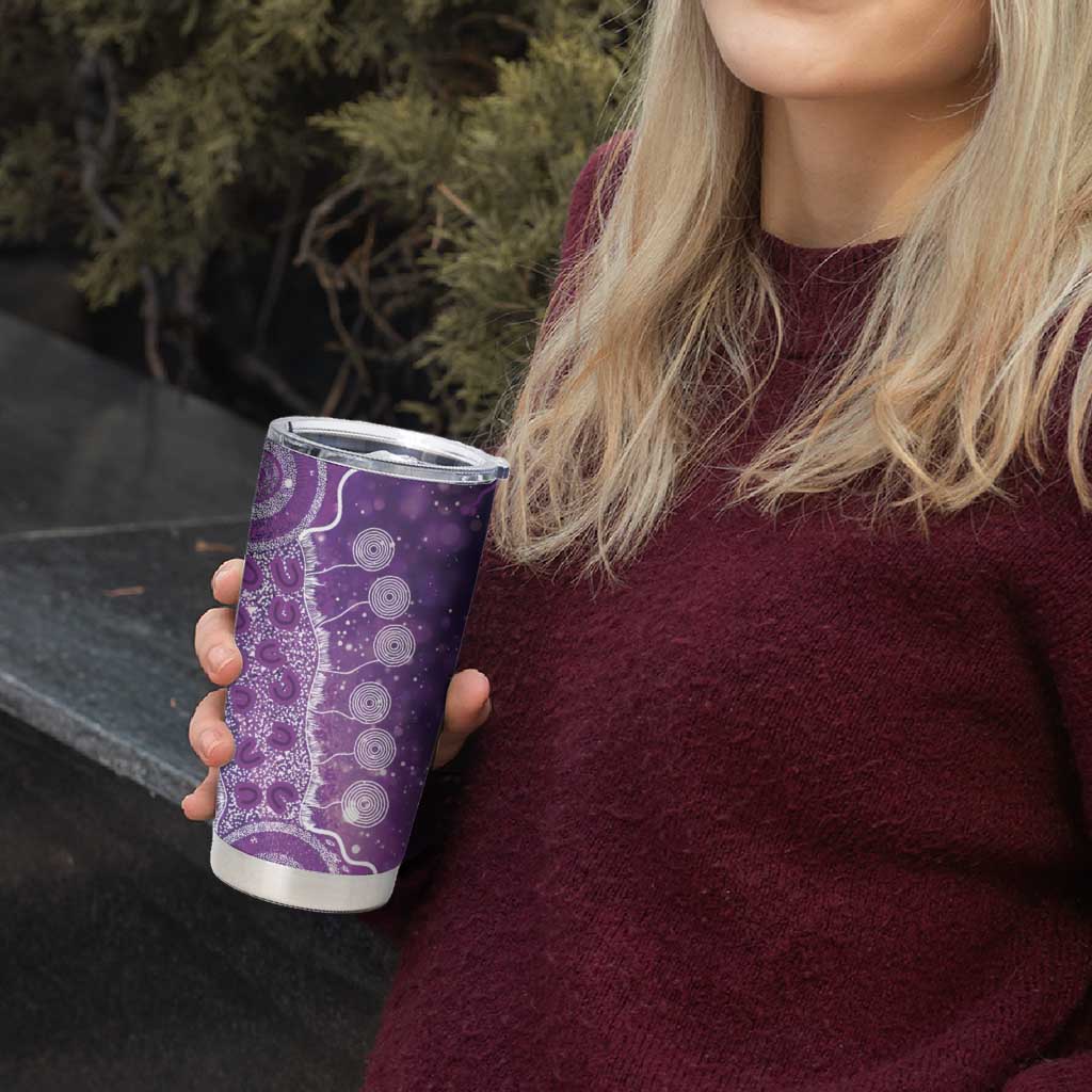Domestic Violence Awareness Personalised Tumbler Cup Aboriginal Ribbon Dot Painting