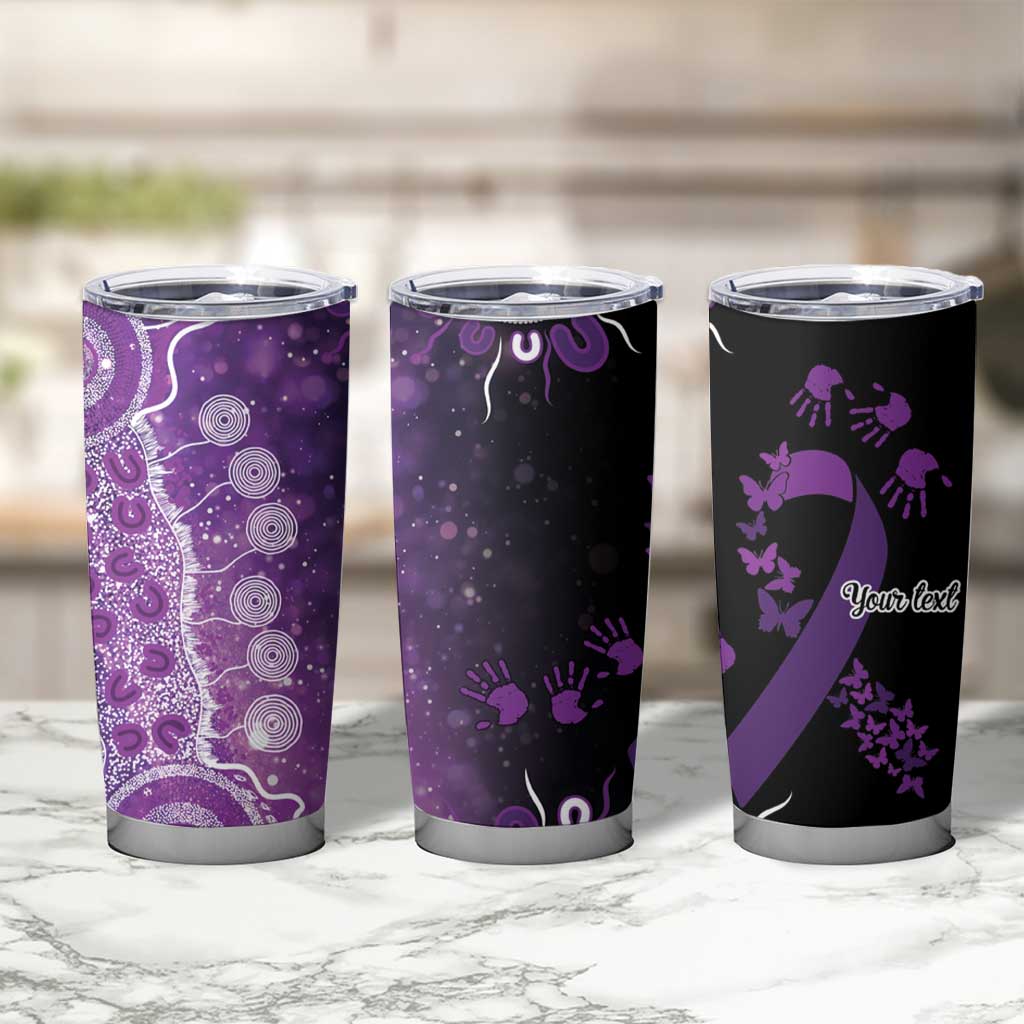 Domestic Violence Awareness Personalised Tumbler Cup Aboriginal Ribbon Dot Painting