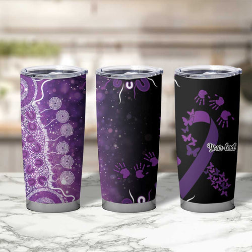 Domestic Violence Awareness Personalised Tumbler Cup Aboriginal Ribbon Dot Painting