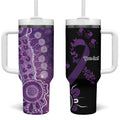 Domestic Violence Awareness Personalised Tumbler With Handle Aboriginal Ribbon Dot Painting