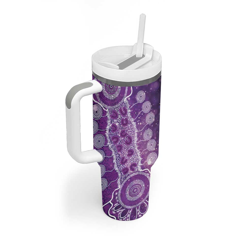 Domestic Violence Awareness Personalised Tumbler With Handle Aboriginal Ribbon Dot Painting