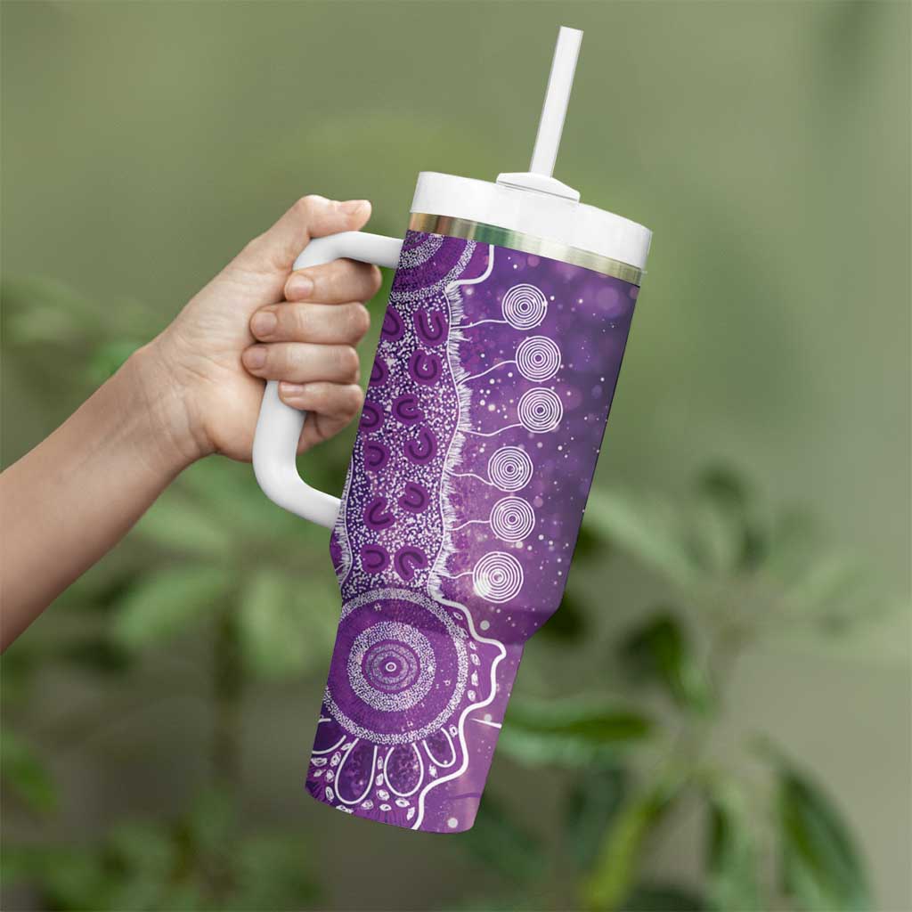 Domestic Violence Awareness Personalised Tumbler With Handle Aboriginal Ribbon Dot Painting