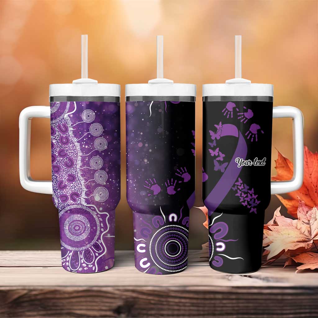 Domestic Violence Awareness Personalised Tumbler With Handle Aboriginal Ribbon Dot Painting