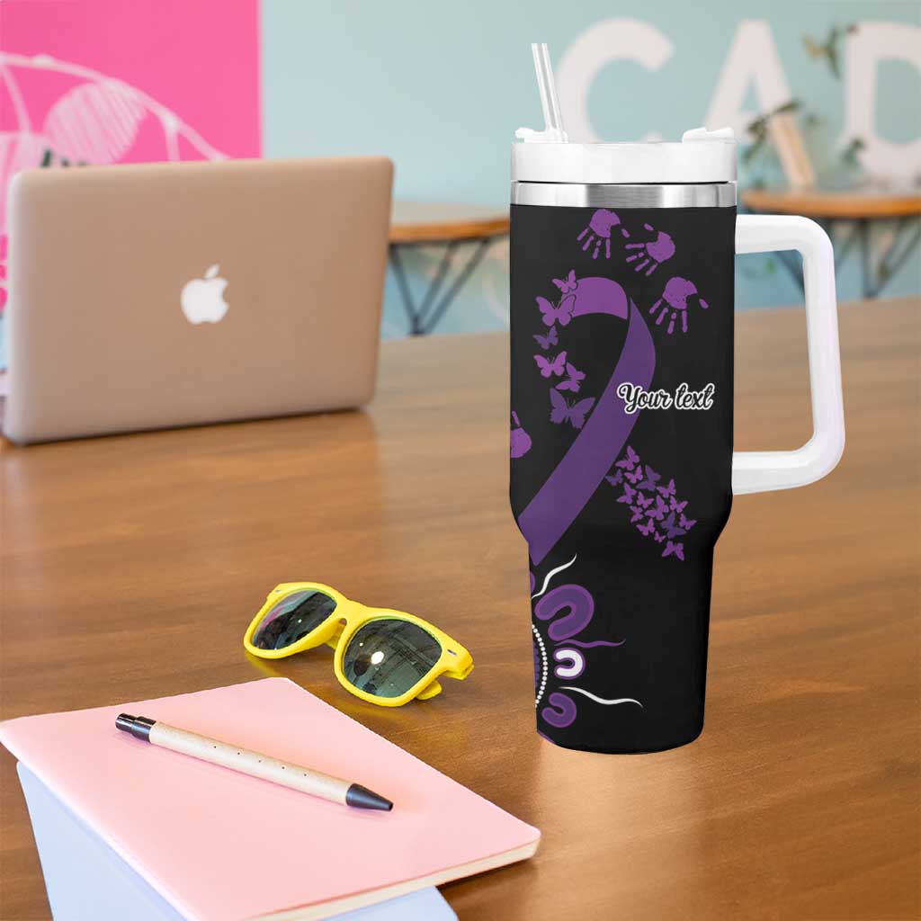 Domestic Violence Awareness Personalised Tumbler With Handle Aboriginal Ribbon Dot Painting