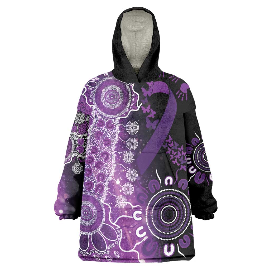 Domestic Violence Awareness Personalised Wearable Blanket Hoodie Aboriginal Ribbon Dot Painting