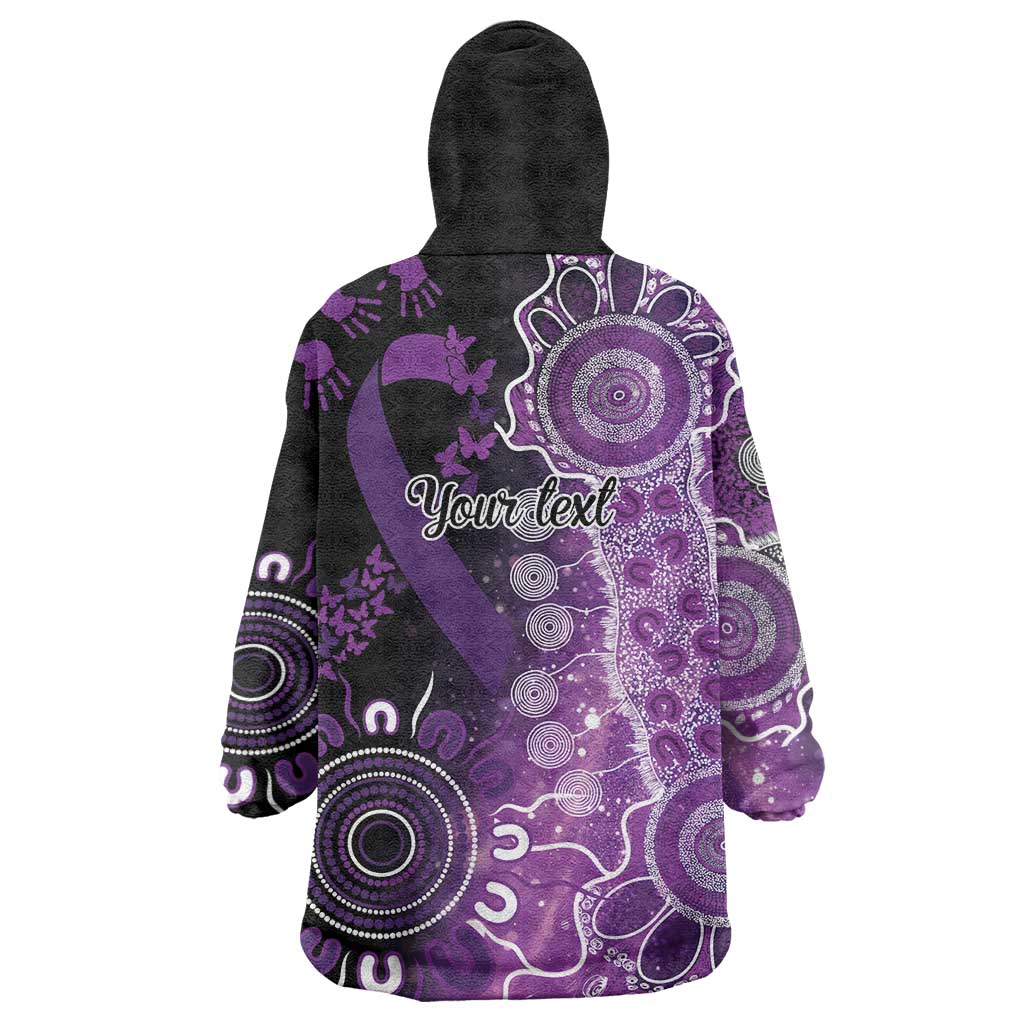 Domestic Violence Awareness Personalised Wearable Blanket Hoodie Aboriginal Ribbon Dot Painting