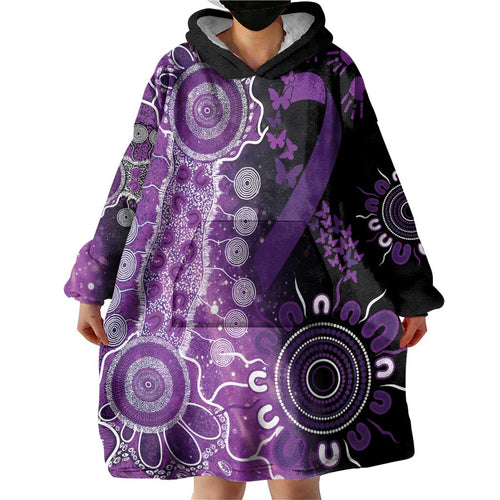 Domestic Violence Awareness Personalised Wearable Blanket Hoodie Aboriginal Ribbon Dot Painting
