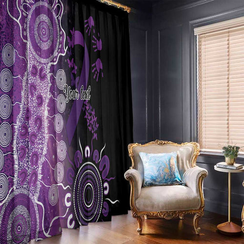 Domestic Violence Awareness Personalised Window Curtain Aboriginal Ribbon Dot Painting