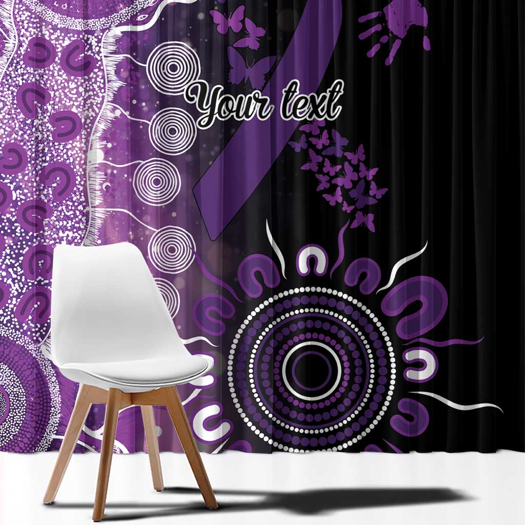 Domestic Violence Awareness Personalised Window Curtain Aboriginal Ribbon Dot Painting