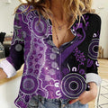Domestic Violence Awareness Personalised Women Casual Shirt Aboriginal Ribbon Dot Painting