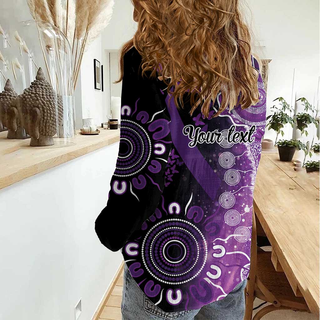 Domestic Violence Awareness Personalised Women Casual Shirt Aboriginal Ribbon Dot Painting