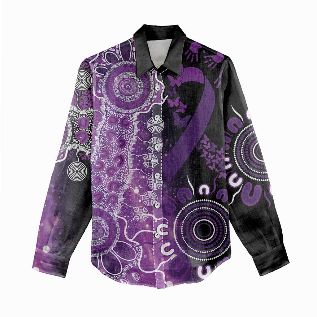 Domestic Violence Awareness Personalised Women Casual Shirt Aboriginal Ribbon Dot Painting