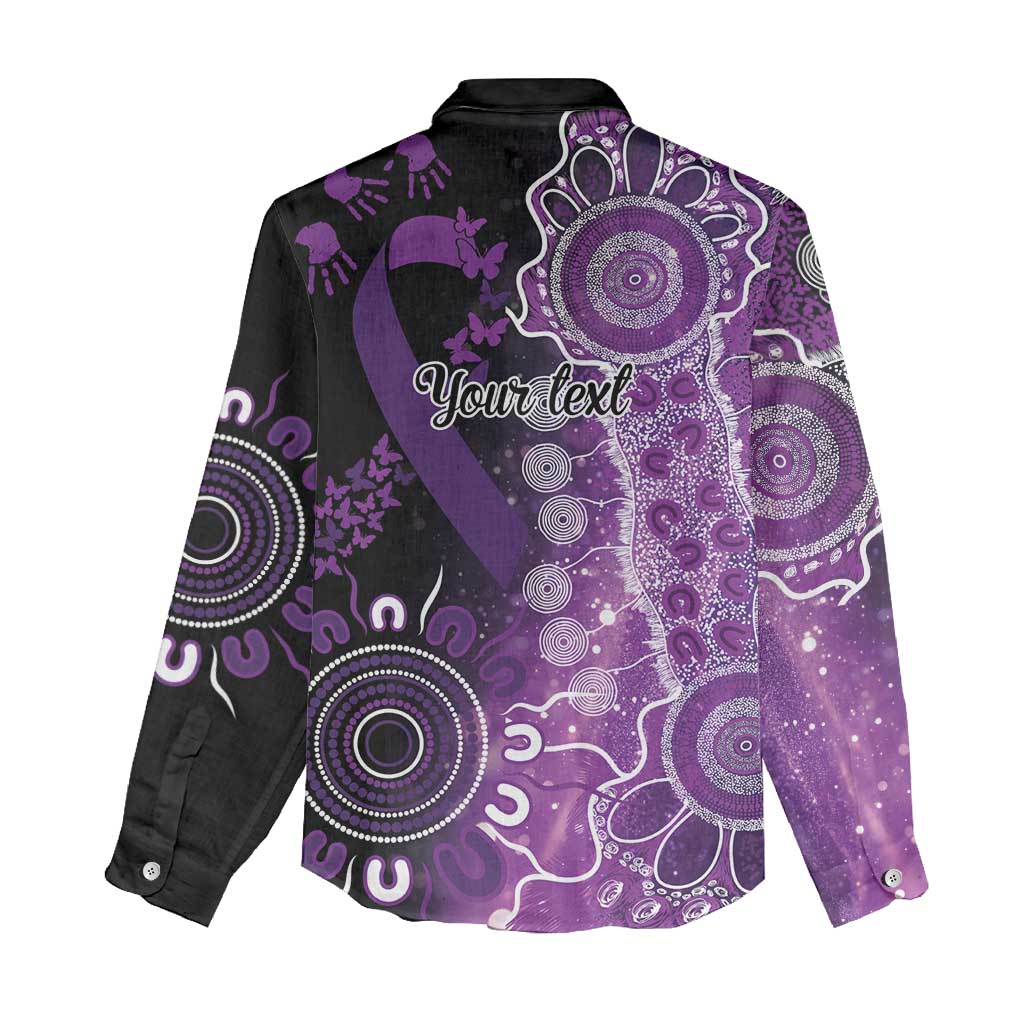Domestic Violence Awareness Personalised Women Casual Shirt Aboriginal Ribbon Dot Painting