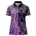 Domestic Violence Awareness Personalised Women Polo Shirt Aboriginal Ribbon Dot Painting
