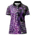 Domestic Violence Awareness Personalised Women Polo Shirt Aboriginal Ribbon Dot Painting