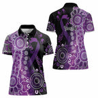 Domestic Violence Awareness Personalised Women Polo Shirt Aboriginal Ribbon Dot Painting