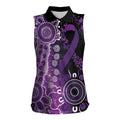 Domestic Violence Awareness Personalised Women Sleeveless Polo Shirt Aboriginal Ribbon Dot Painting