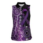 Domestic Violence Awareness Personalised Women Sleeveless Polo Shirt Aboriginal Ribbon Dot Painting