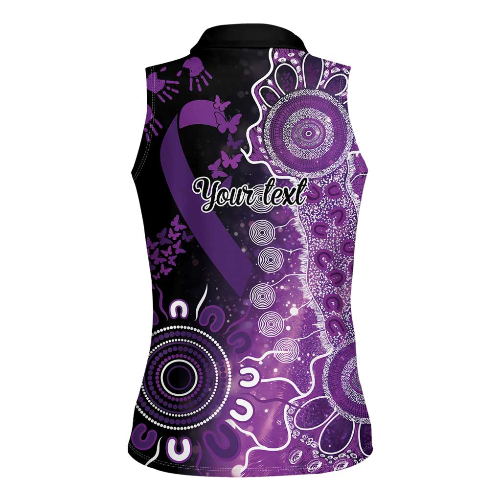 Domestic Violence Awareness Personalised Women Sleeveless Polo Shirt Aboriginal Ribbon Dot Painting