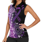 Domestic Violence Awareness Personalised Women Sleeveless Polo Shirt Aboriginal Ribbon Dot Painting