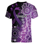 Domestic Violence Awareness Personalised Women V-Neck T-Shirt Aboriginal Ribbon Dot Painting