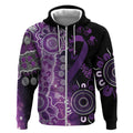 Domestic Violence Awareness Personalised Zip Hoodie Aboriginal Ribbon Dot Painting