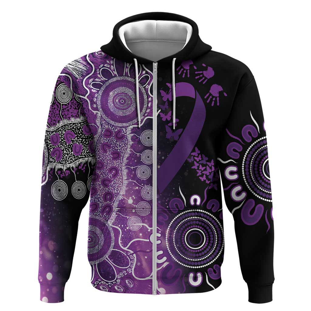 Domestic Violence Awareness Personalised Zip Hoodie Aboriginal Ribbon Dot Painting