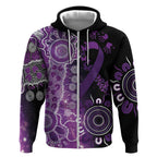 Domestic Violence Awareness Personalised Zip Hoodie Aboriginal Ribbon Dot Painting
