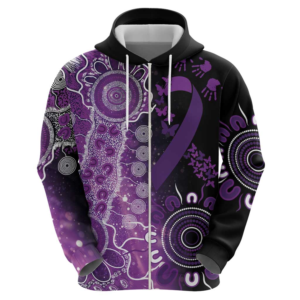 Domestic Violence Awareness Personalised Zip Hoodie Aboriginal Ribbon Dot Painting