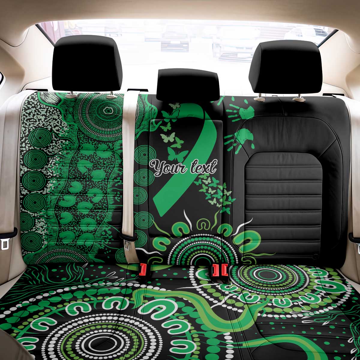 Minority Mental Health Awareness Personalised Back Car Seat Cover Aboriginal Ribbon Dot Painting
