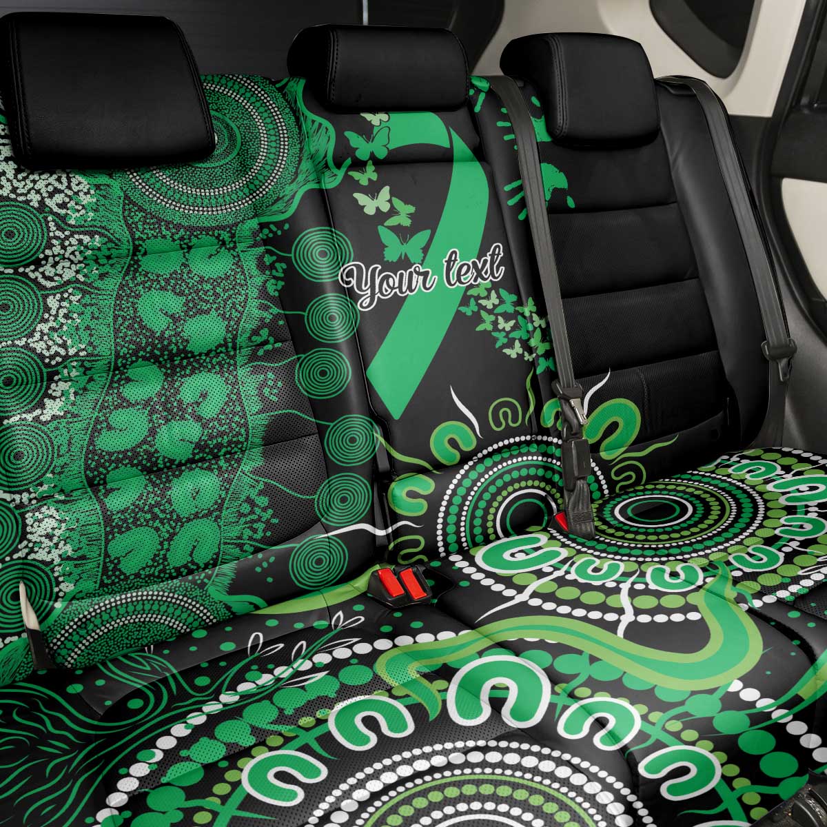 Minority Mental Health Awareness Personalised Back Car Seat Cover Aboriginal Ribbon Dot Painting