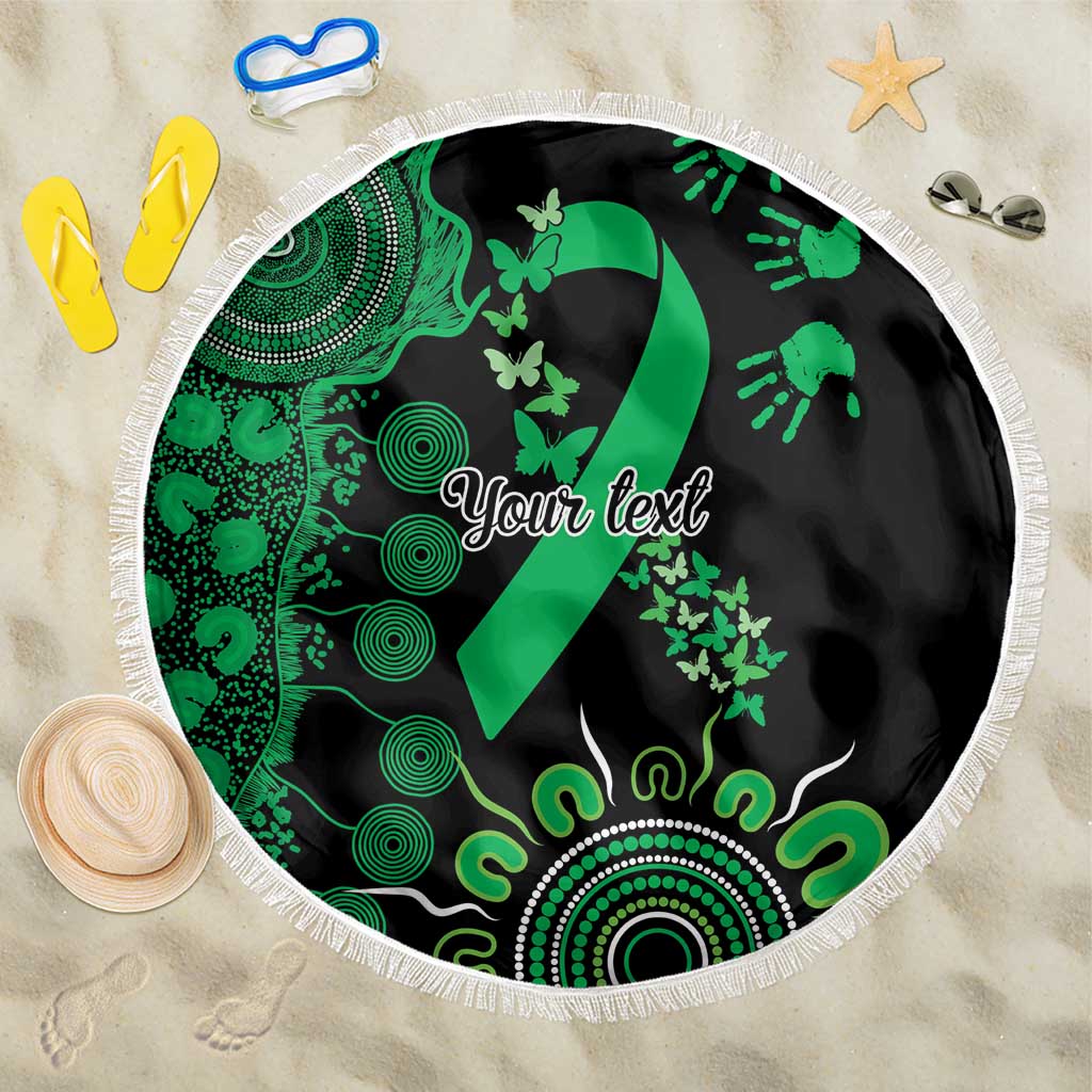 Minority Mental Health Awareness Personalised Beach Blanket Aboriginal Ribbon Dot Painting