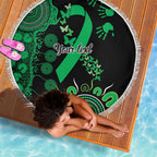 Minority Mental Health Awareness Personalised Beach Blanket Aboriginal Ribbon Dot Painting
