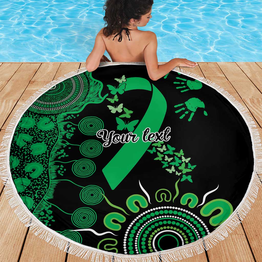 Minority Mental Health Awareness Personalised Beach Blanket Aboriginal Ribbon Dot Painting