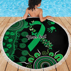Minority Mental Health Awareness Personalised Beach Blanket Aboriginal Ribbon Dot Painting