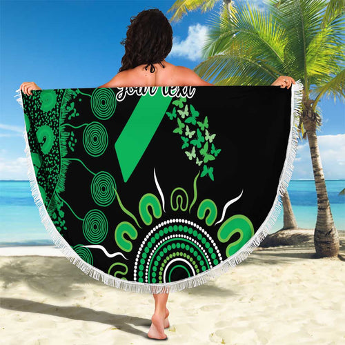 Minority Mental Health Awareness Personalised Beach Blanket Aboriginal Ribbon Dot Painting