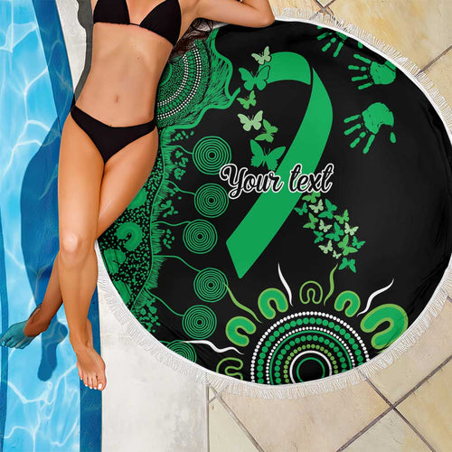 Minority Mental Health Awareness Personalised Beach Blanket Aboriginal Ribbon Dot Painting