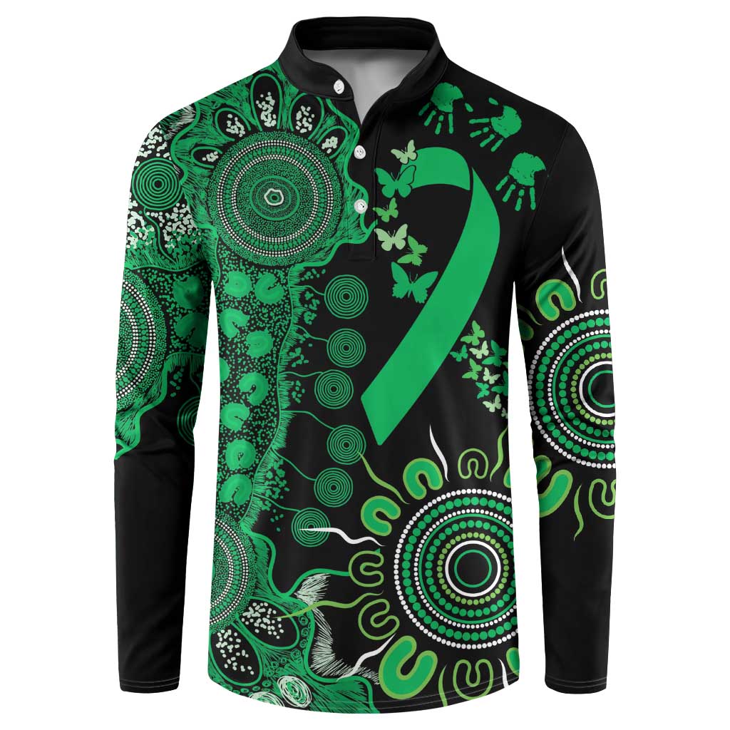 Minority Mental Health Awareness Personalised Button Sweatshirt Aboriginal Ribbon Dot Painting