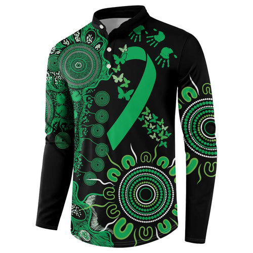 Minority Mental Health Awareness Personalised Button Sweatshirt Aboriginal Ribbon Dot Painting