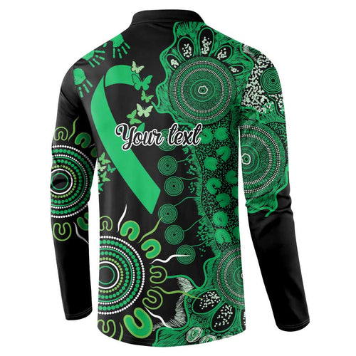 Minority Mental Health Awareness Personalised Button Sweatshirt Aboriginal Ribbon Dot Painting