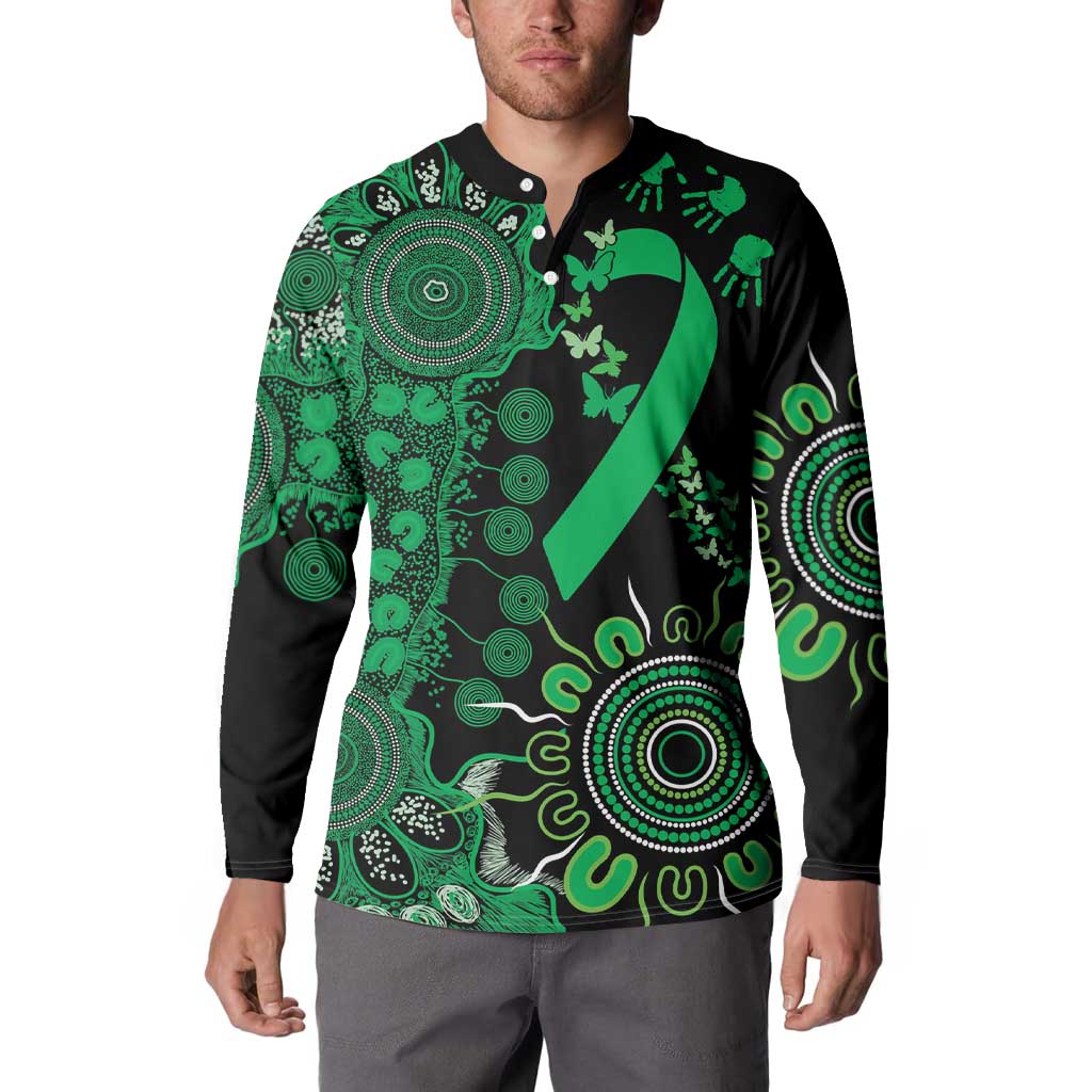 Minority Mental Health Awareness Personalised Button Sweatshirt Aboriginal Ribbon Dot Painting
