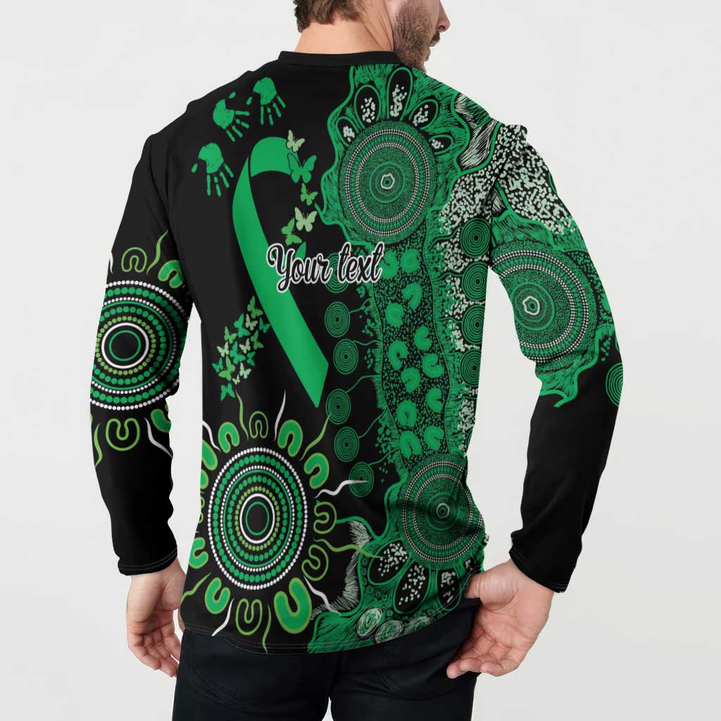 Minority Mental Health Awareness Personalised Button Sweatshirt Aboriginal Ribbon Dot Painting