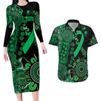 Minority Mental Health Awareness Personalised Couples Matching Long Sleeve Bodycon Dress and Hawaiian Shirt Aboriginal Ribbon Dot Painting