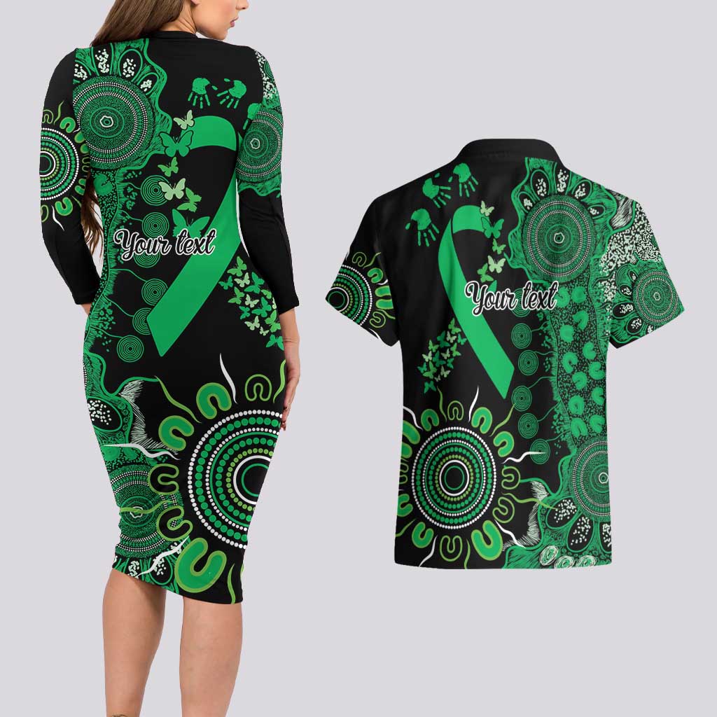 Minority Mental Health Awareness Personalised Couples Matching Long Sleeve Bodycon Dress and Hawaiian Shirt Aboriginal Ribbon Dot Painting
