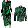 Minority Mental Health Awareness Personalised Couples Matching Long Sleeve Bodycon Dress and Long Sleeve Button Shirt Aboriginal Ribbon Dot Painting