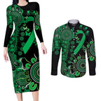 Minority Mental Health Awareness Personalised Couples Matching Long Sleeve Bodycon Dress and Long Sleeve Button Shirt Aboriginal Ribbon Dot Painting